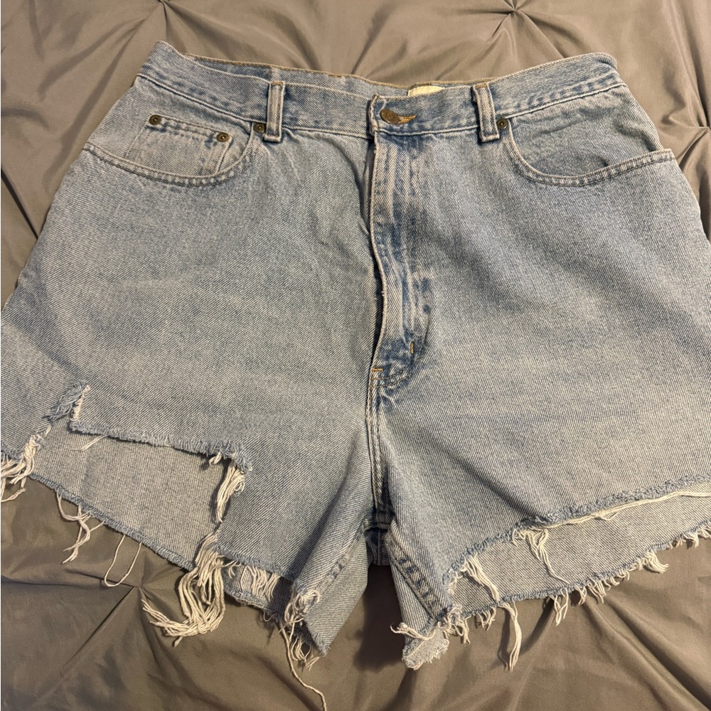 Eddie Bauer Blue Jean Shorts High-Waisted Relaxed Fit size 16 Vintage